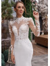 Beaded Lace Satin Chic Wedding Dress With Detachable Train